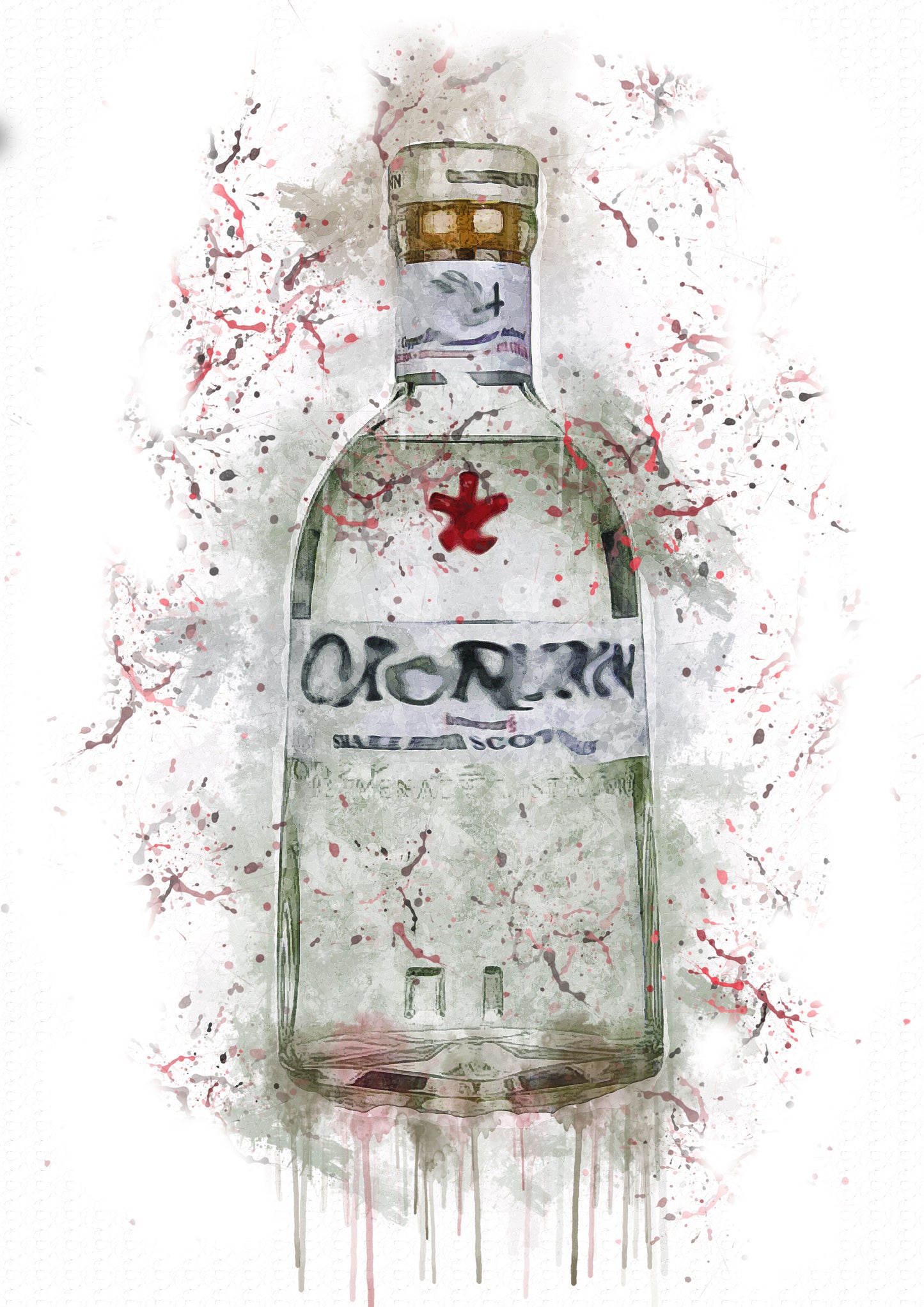 Cao Gin Splash Print in A4 frame, premium wall art print