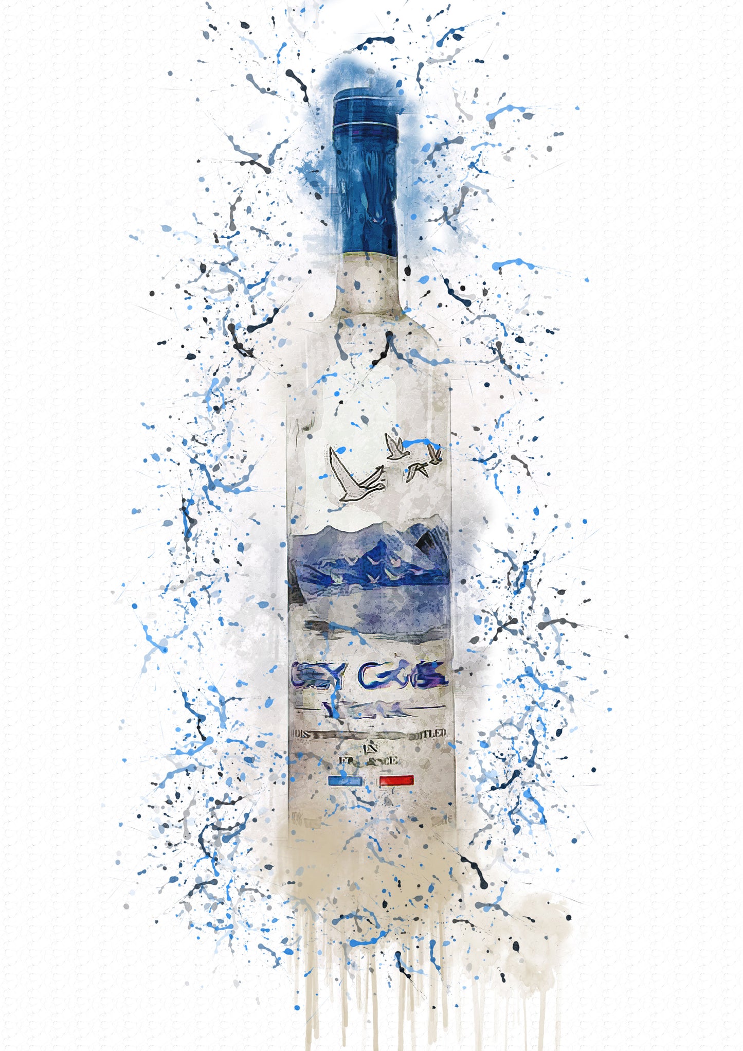 Goose Vodka Splash Print in A4 frame, premium wall art print