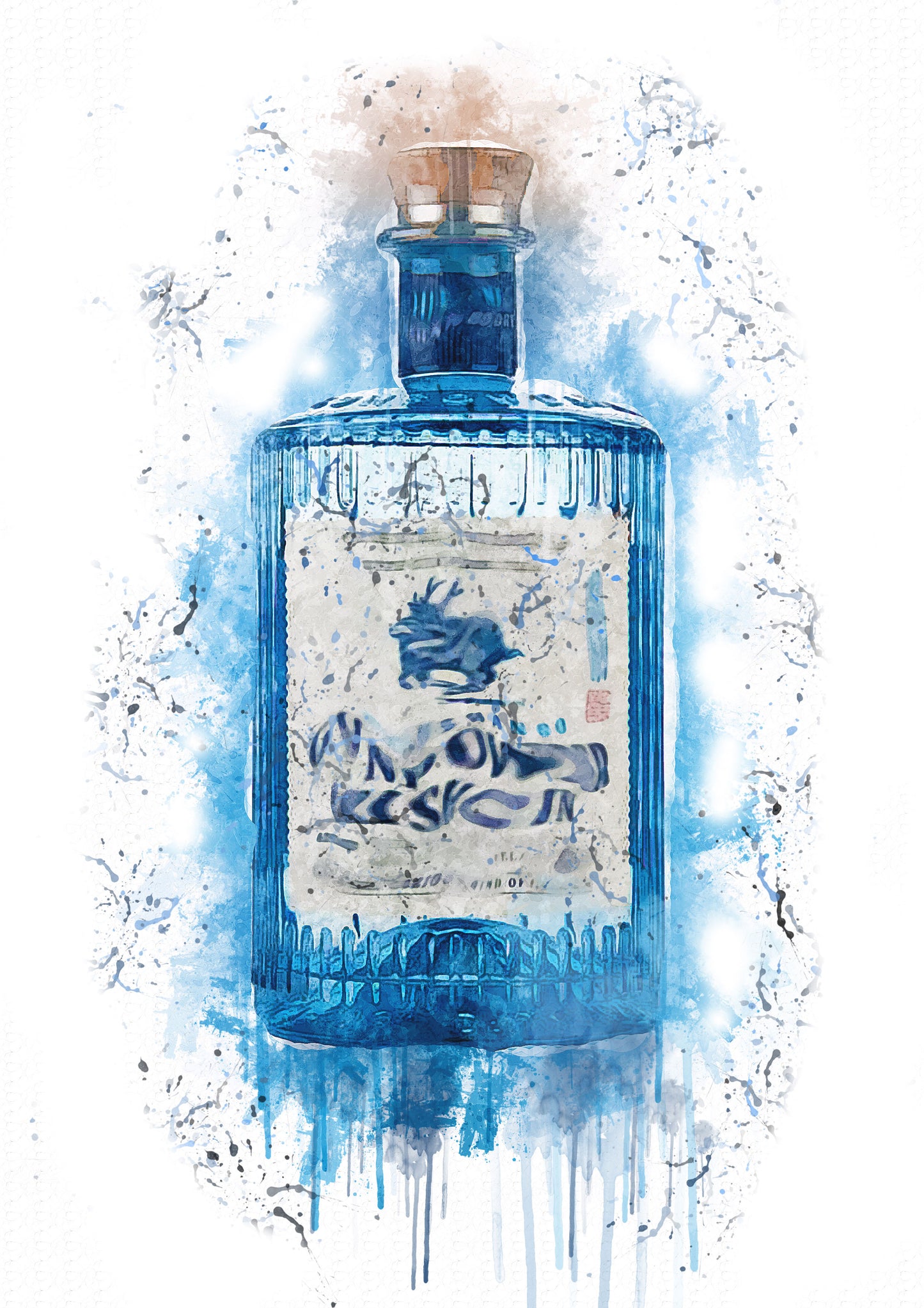 Powder Gin Splash Print in A4 frame, premium wall art print