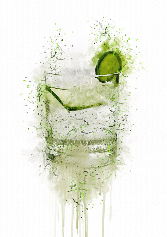 Hendy Gin Glass Splash Print in A4 frame, premium wall art print