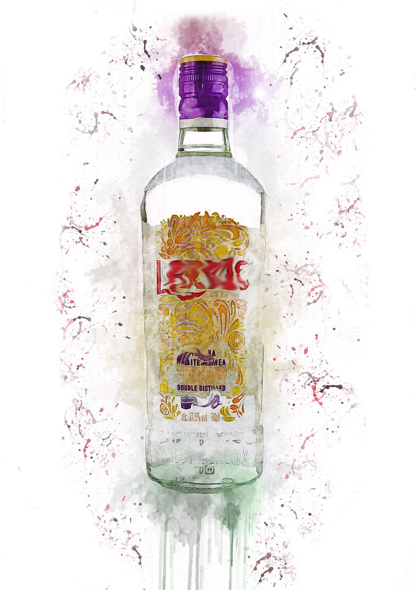 Spanish Gin Splash Print in A4 frame, premium wall art print
