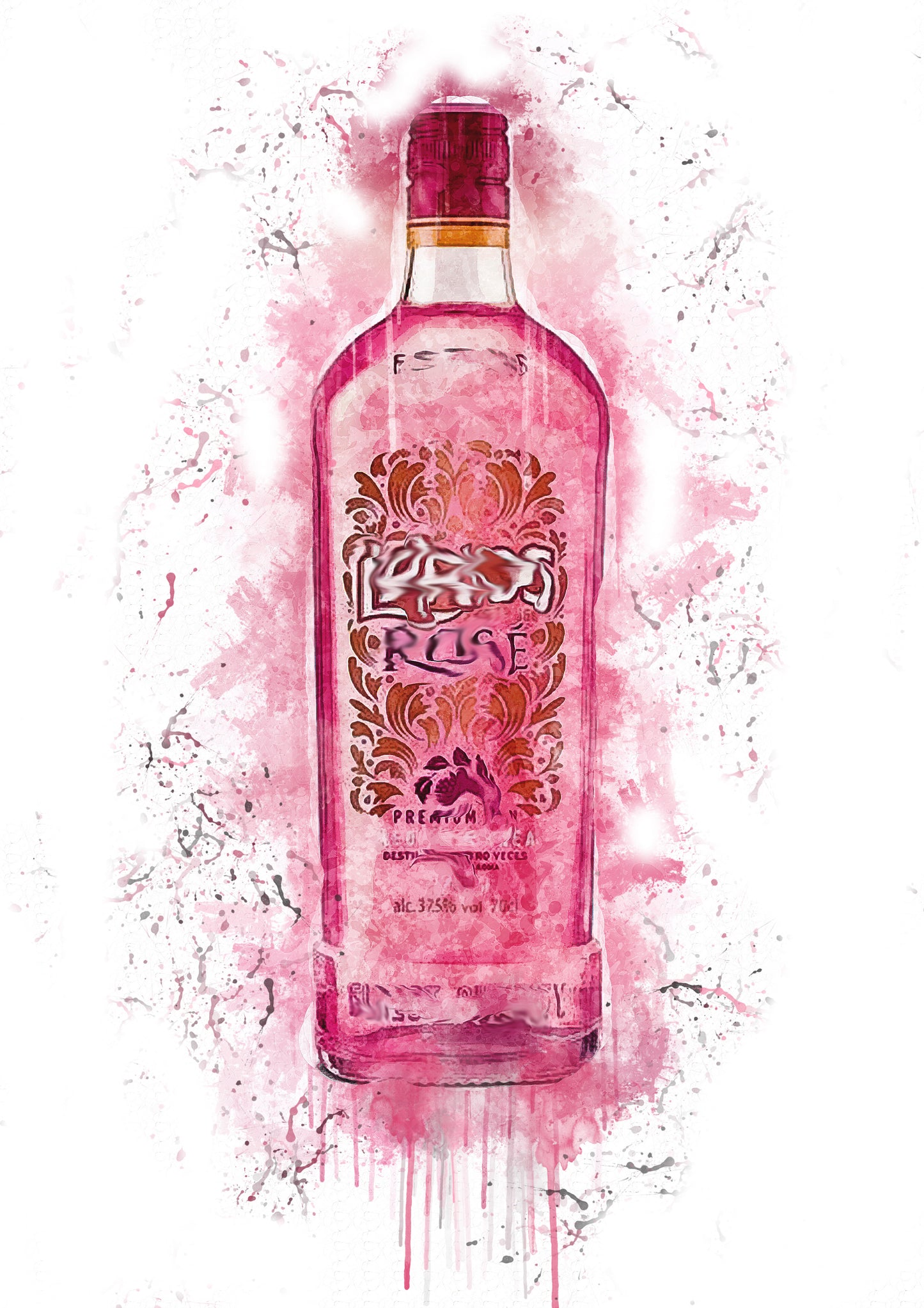 Spanish Rose Splash Print in A4 frame, premium wall art print