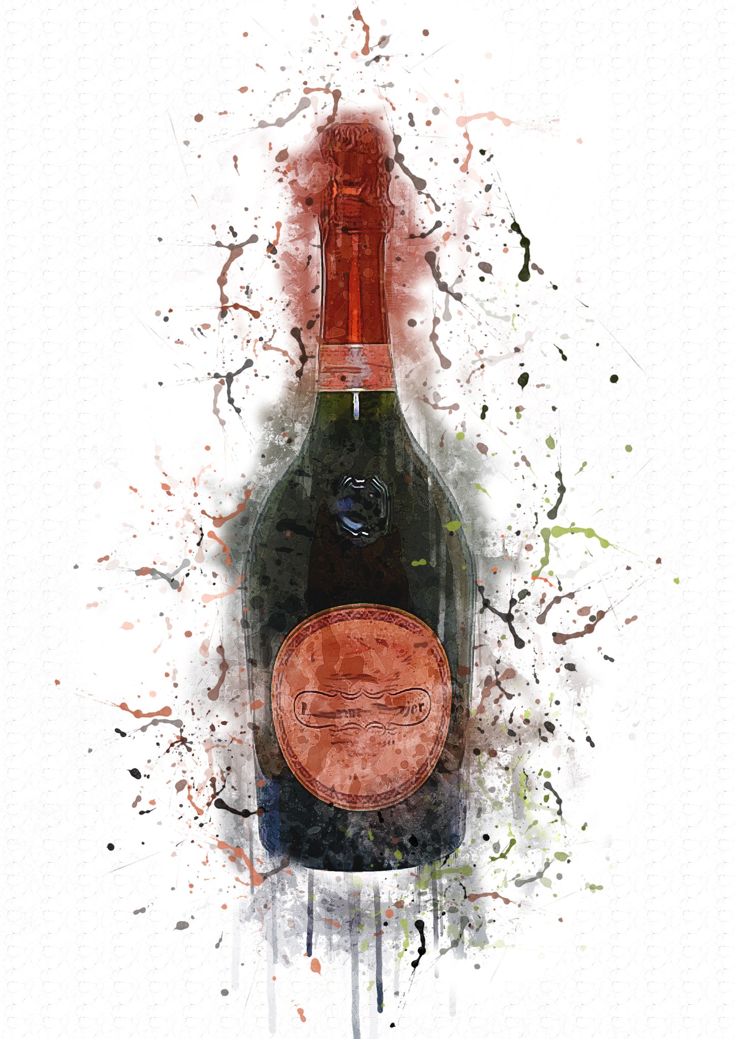 Laurent Champagne Splash Print in A4 frame, premium wall art print