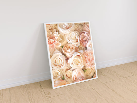 Pink Roses Shades Large Quote Print in A4 frame, premium wall art print