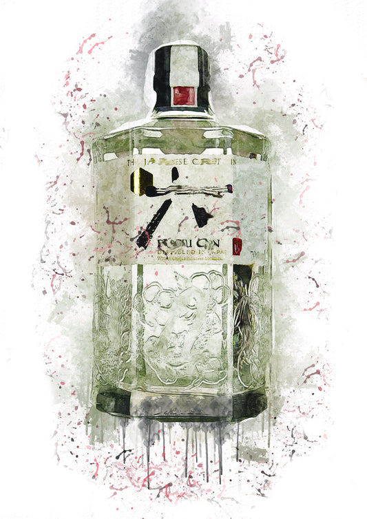 Japanese Gin Splash Print in A4 frame, premium wall art print