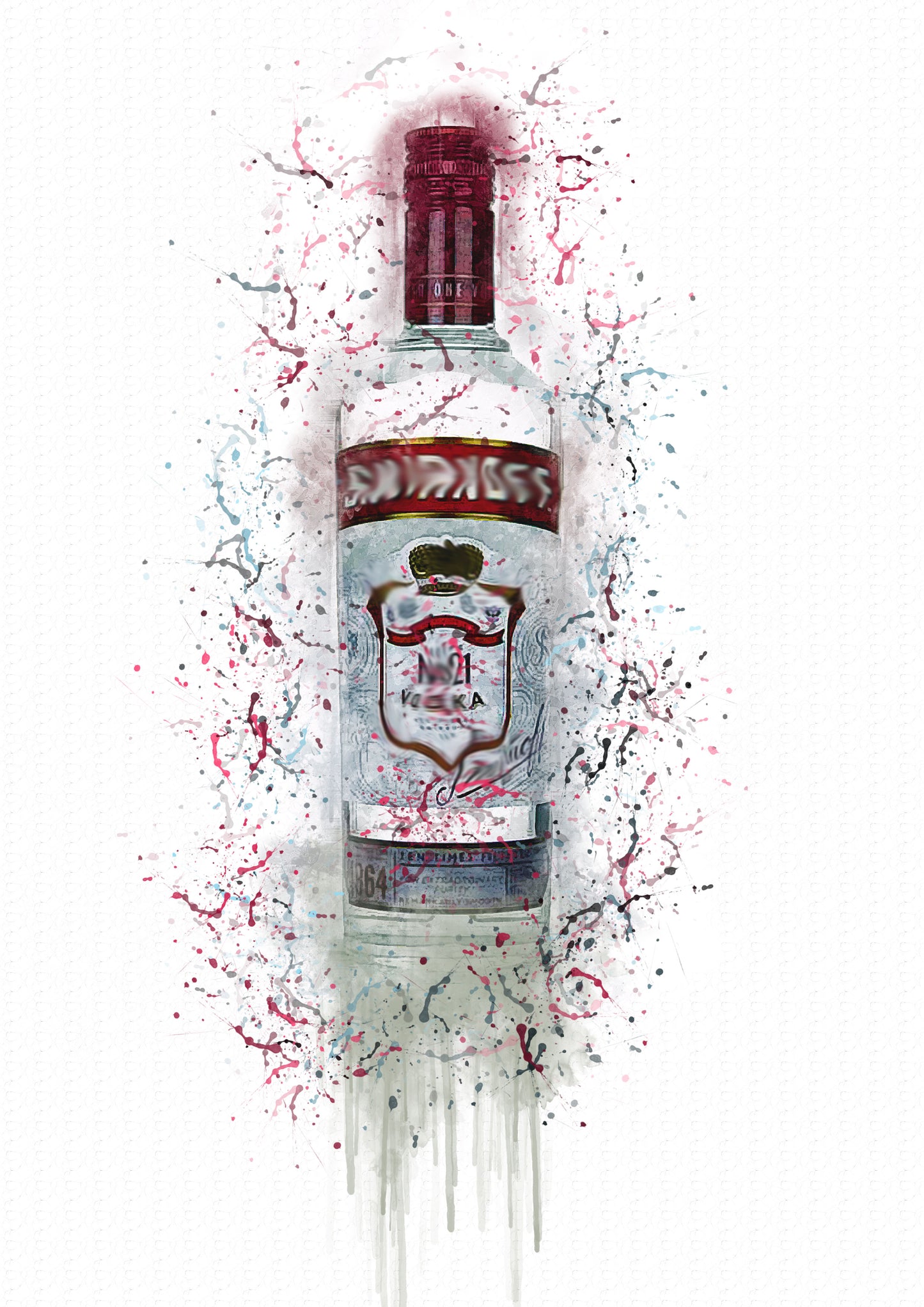Russian Vodka Splash Print in A4 frame, premium wall art print