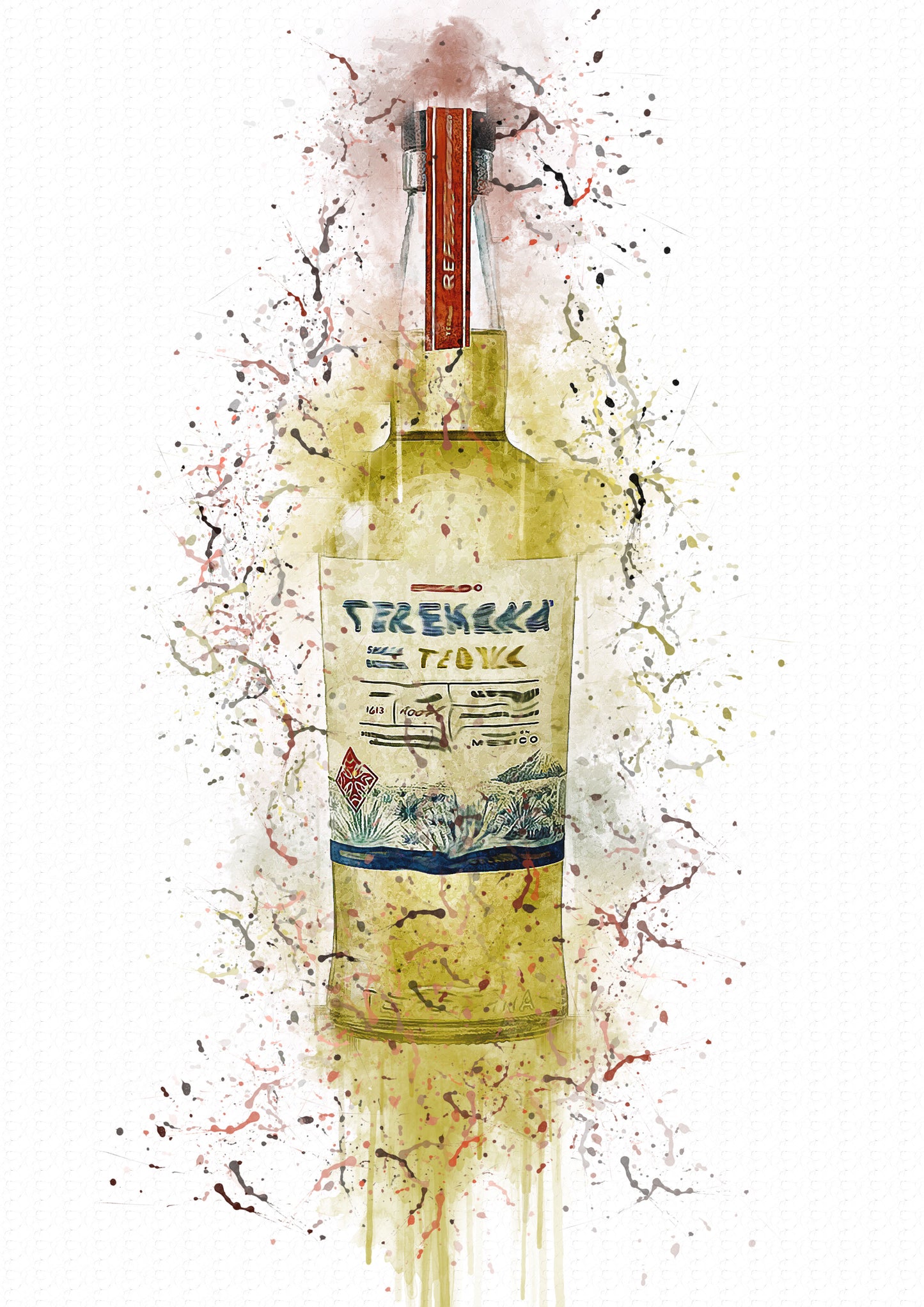 Rock Tequila Splash Print in A4 frame, premium wall art print