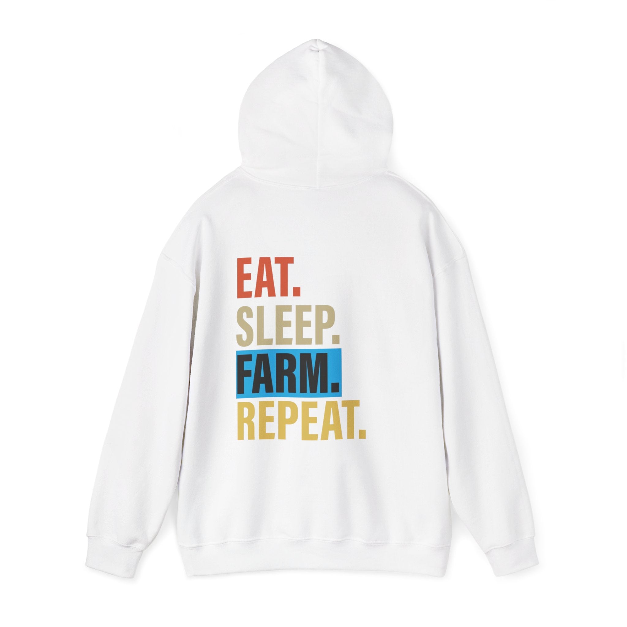 Farmer Hoodie — "Eat. Sleep. Farm. Repeat." Graphic Hooded Sweatshirt