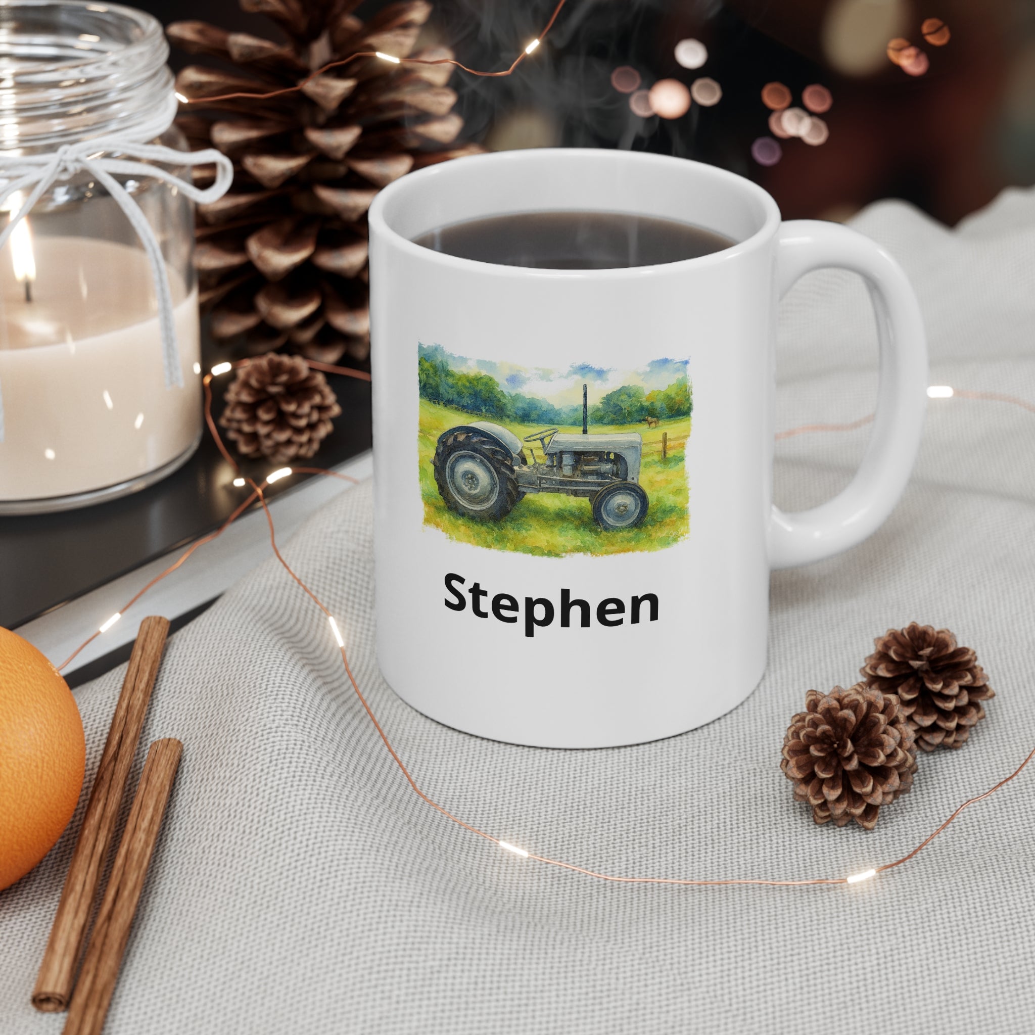 Tractor In Field Ceramic Coffee Mug – 11oz & 15oz