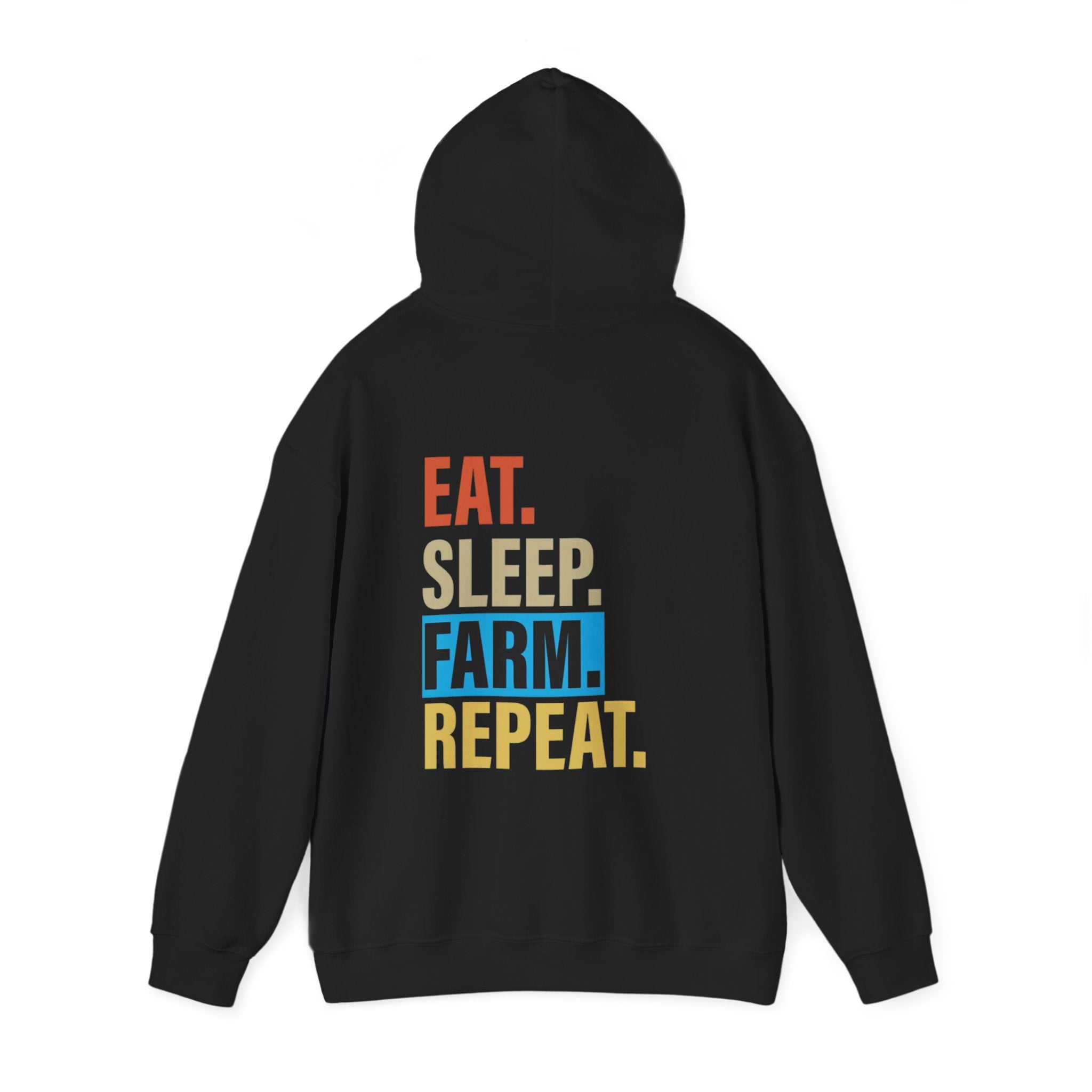 Farmer Hoodie — "Eat. Sleep. Farm. Repeat." Graphic Hooded Sweatshirt