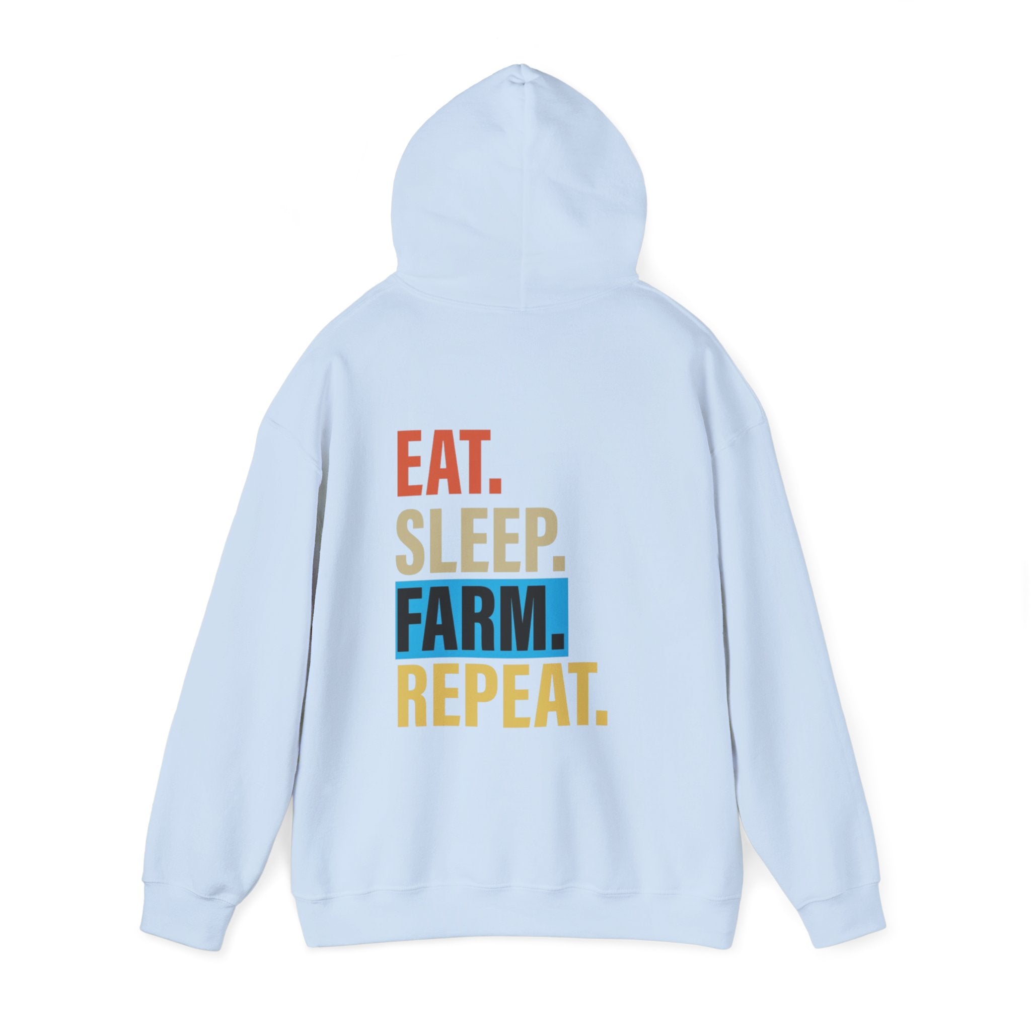 Farmer Hoodie — "Eat. Sleep. Farm. Repeat." Graphic Hooded Sweatshirt