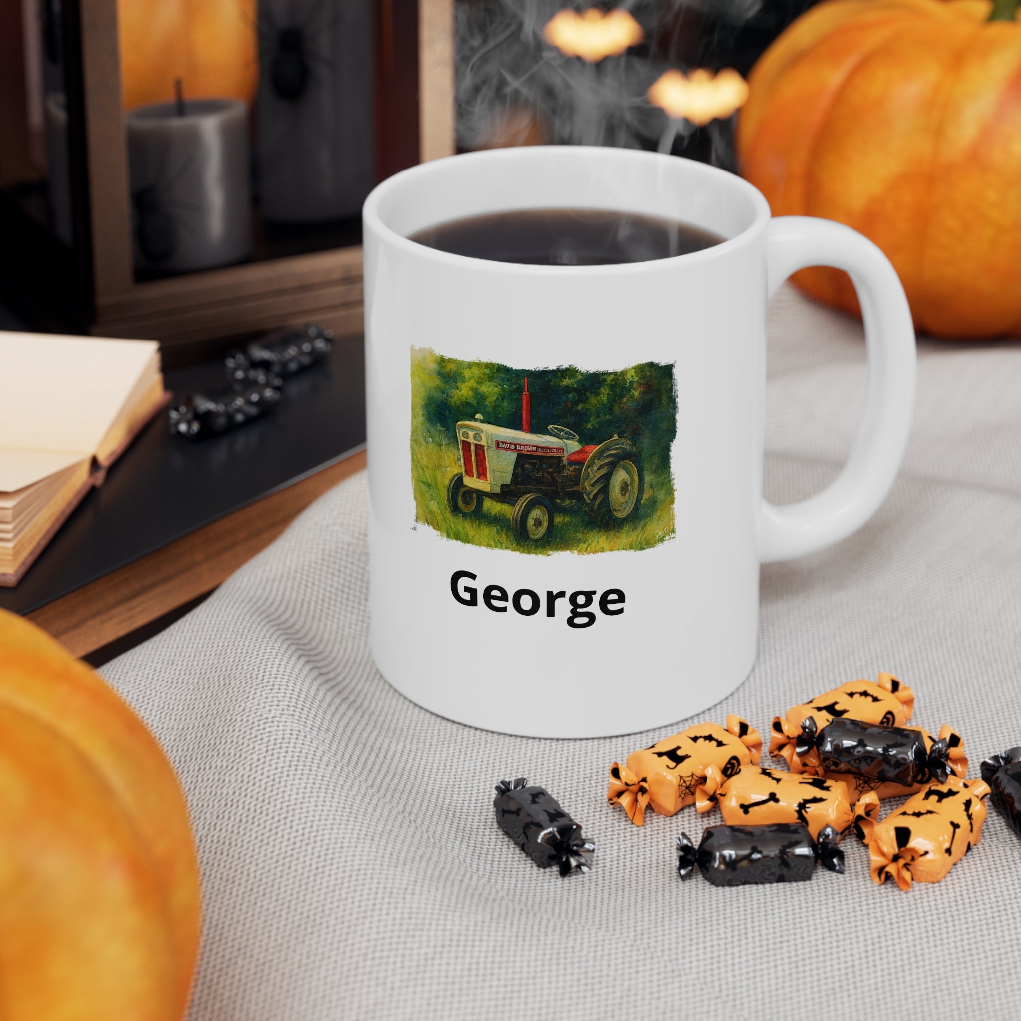 Ceramic Coffee Mug — Vintage Nature Illustration "Coffee and Calm" (11oz & 15oz)