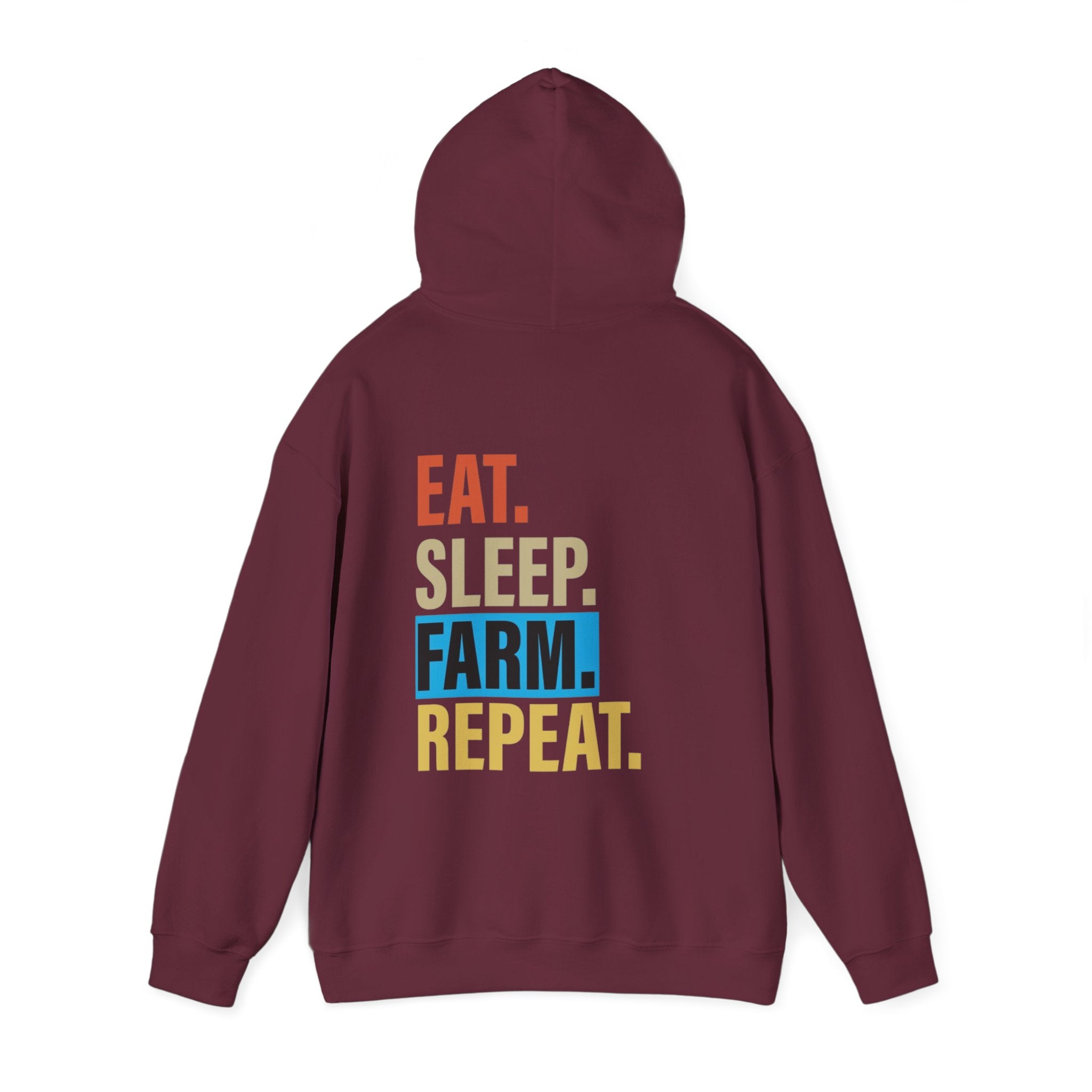 Farmer Hoodie — "Eat. Sleep. Farm. Repeat." Graphic Hooded Sweatshirt