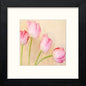 Pink Tulips in Black Wood frame, premium wall art print