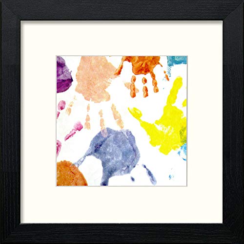 Hand Prints in Black Wood frame, premium wall art print