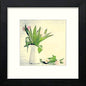 Vintage White Tulips in Black Wood frame, premium wall art print