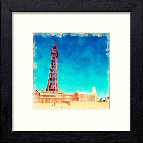 Blackpool Tower in Black Wood frame, premium wall art print