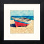 Boat On Beach in Black Wood frame, premium wall art print