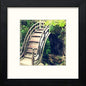 Japanese Garden Bridge in Black Wood frame, premium wall art print