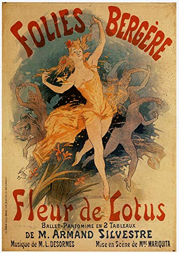 L Lumartos Vintage Poster Folies Bergere Fleur De Lotus