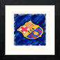 Barcelona FC Badge in Black Wood frame, premium wall art print