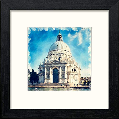 Venice Church in Black Wood frame, premium wall art print