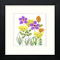 Vintage Graphic Flowers in Black Wood frame, premium wall art print
