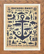 Vintage Anchors Away Beach Seaside Poster Travel Poster (42 in Wood frame, premium wall art print