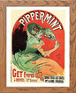 Vintage Poster Pippermint in Wood frame, premium wall art print