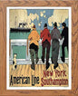 Vintage Poster American Line New York Southampton in Wood frame, premium wall art print