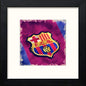Barcelona Badge in Black Wood frame, premium wall art print
