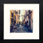 Rome Back Street in Black Wood frame, premium wall art print