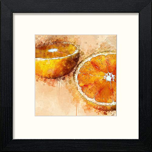 Oranges in Black Wood frame, premium wall art print