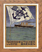 Vintage Poster Calendar Page For Norddeutscher Lloyd Bremena in Wood frame, premium wall art print