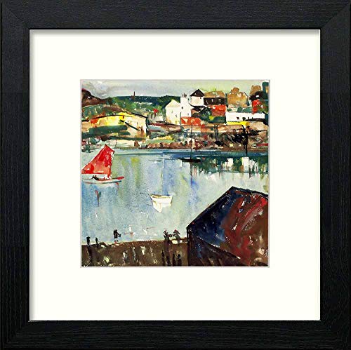 Vintage Roscoff in Black Wood frame, premium wall art print