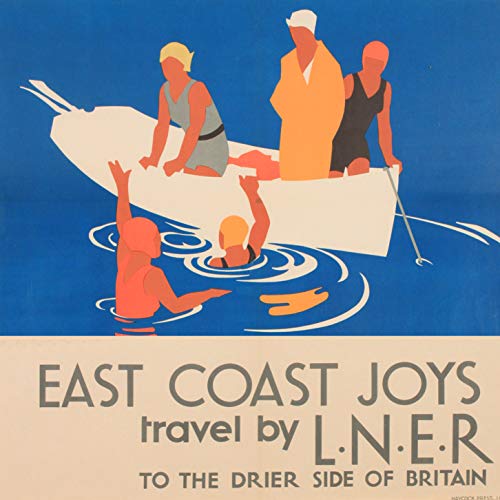 L Lumartos Vintage LNER East Coast Joys Poster Swimming