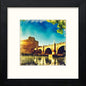 Rome Castel Sant Angelo in Black Wood frame, premium wall art print