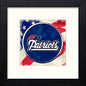 NFL Patriots Badge in Black Wood frame, premium wall art print