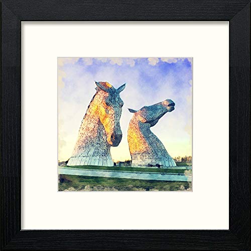 The Kelpies in Black Wood frame, premium wall art print