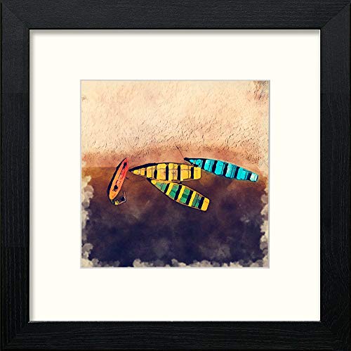 Boats From Above in Black Wood frame, premium wall art print