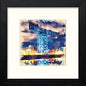 Glasgow Finnieston Crane At Night in Black Wood frame, premium wall art print
