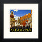 Vintage Verona Poster in Black Wood frame, premium wall art print