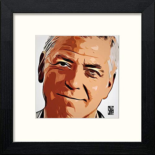 George Clooney in Black Wood frame, premium wall art print