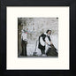 Banksy Sweep Away in Black Wood frame, premium wall art print
