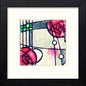 Charles Rennie Mackintosh Leaded Window in Black Wood frame, premium wall art print