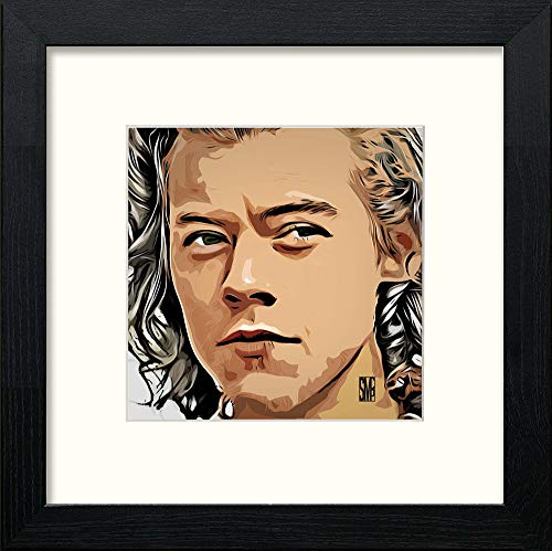 Harry Styles in Black Wood frame, premium wall art print