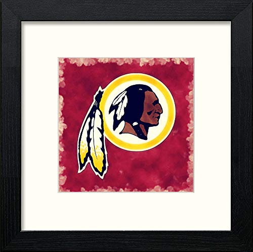 Redskins Badge in Black Wood frame, premium wall art print