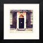 London 10 Downing Street in Black Wood frame, premium wall art print