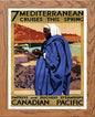Vintage Poster Canadian Pacific Mediterranean Cruises in Wood frame, premium wall art print