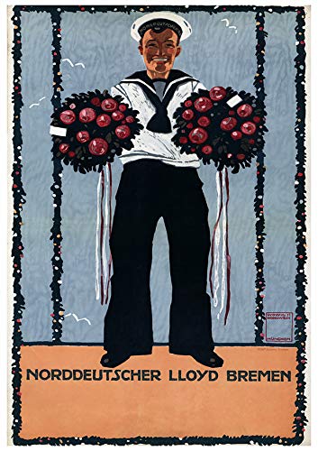 L Lumartos Vintage Poster Calendar Page For Norddeutscher Lloyd Bremenb
